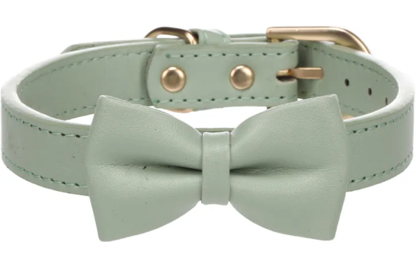 FLAMINGO DOG COLLAR WITH BOW TIE NELA MINT GREEN S/M
