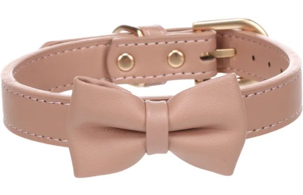 FLAMINGO DOG COLLAR WITH BOW TIE NELA PINK S/M